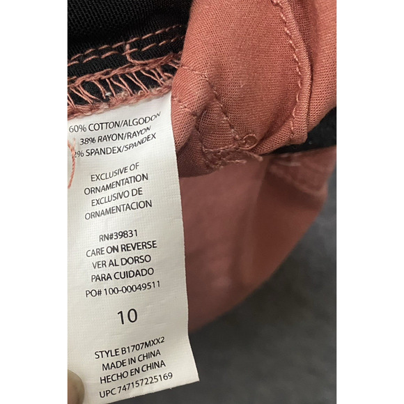 Democracy Ab Solution Jeans Womens Sz 10 Coral Tie Hem Stretch - Picture 4 of 12